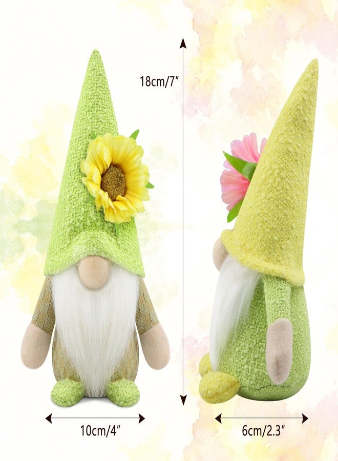 Gehydy Set of 2 Spring Gnomes Decoration Easter Summer Sunflower Gnome Handmade Decor for Home Kitchen Tiered Tray - Image 2